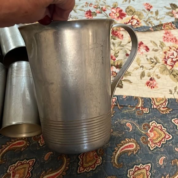 Antique metal cups and pitcher - Picture 3 of 4